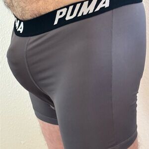 Puma Men's Gray Boxer Briefs with Black Logo Waistband